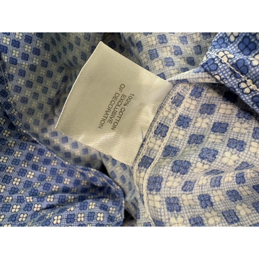 Tailorbyrd Button Down Shirt Mens 3XLT Blue Geometric Long Sleeve Cotton Casual - Picture 6 of 9